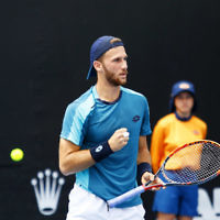 Australian Open 2018. Mens qualifying round 1. Edan Leshem lost to Gleb Sakharov 6-7, 4-6. Photo: Peter Haskin