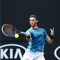 Australian Open 2018. Mens qualifying round 1. Edan Leshem lost to Gleb Sakharov 6-7, 4-6. Photo: Peter Haskin