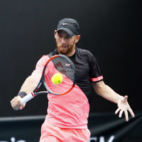 15-1-18. Australian Open. Round 1. Dudi Sela lost to Ryan Harrison in five sets. 3-6, 7-5, 6-3, 5-7, 2-6. Photo: Peter Haskin