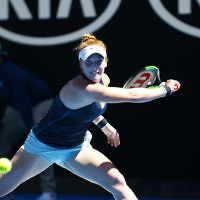 16-1-18. Australian Open 2018. Round 1 women. Madeline Brengle lost to Johanna Konta 3-6 1-6. Photo: Peter Haskin