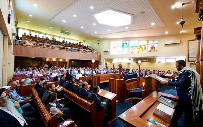 Rabbi Daniel Rabin speaks from his new pulpit. Photo: Dean Schmideg