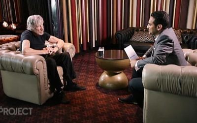 Roger Waters being interviewed by Waleed Aly on The Project. Photo: Screengrab/Channel 10 Roger Waters being interviewed by Waleed Aly on The Project. Photo: Screengrab/Channel 10