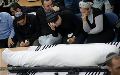 Relatives mourn at the funeral of Itamar Ben Gal. Photo: Jim Hollander, Pool via AP