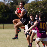 7-4-18. Round 1 at Princes Park.  AJAX def Old Haileyburians 20.7-127 to 10.8-68. Photo: Peter Haskin