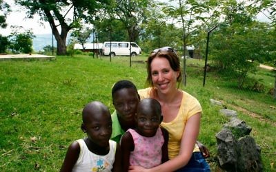 Zara Sarzin (right) with Abayudaya children in Namutumba.