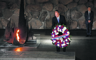 Prince William laying a wreath in the Hall of Remembrance at Yad Vashem. Photo: 
EPA/Abir Sultan