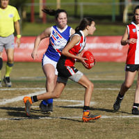 2-9-18. In their first year in the competition, the AJAX U 14 girls take out the premiership against East Malvern. Photo: Peter Haskin