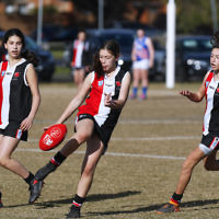 2-9-18. In their first year in the competition, the AJAX U 14 girls take out the premiership against East Malvern. Photo: Peter Haskin