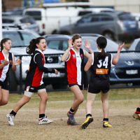 2-9-18. In their first year in the competition, the AJAX U 14 girls take out the premiership against East Malvern. Photo: Peter Haskin
