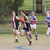 2-9-18. In their first year in the competition, the AJAX U 14 girls take out the premiership against East Malvern. Photo: Peter Haskin