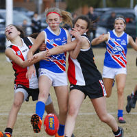 2-9-18. In their first year in the competition, the AJAX U 14 girls take out the premiership against East Malvern. Photo: Peter Haskin