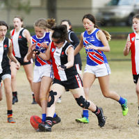 2-9-18. In their first year in the competition, the AJAX U 14 girls take out the premiership against East Malvern. Photo: Peter Haskin