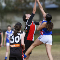 2-9-18. In their first year in the competition, the AJAX U 14 girls take out the premiership against East Malvern. Photo: Peter Haskin