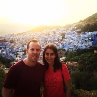 Dan Smith and his wife hiking in Chefchouen,- the blue city of Morocco.