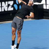 8-1-19. Australian Open. Qualifying Round 1. Peter Polansky (Can) def Ernesto Escobedo (USA) 6 - 4, 3 - 6, 6 - 4. Photo: Peter Haskin