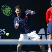 9-1-19. Australian Open qualifying., round 1. Noah Rubin (USA) def Akira Santillan 6-4, 6-3. Photo: Peter Haskin