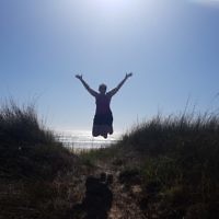 Peter Shonberg entered this photo of wife Diane jumping for joy in Windang.