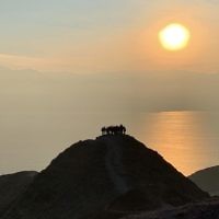Rabbi James Kennard entered this photo of Mt Scopus students on their Israel program on a mountain as the sun rises over the Gulf of Eilat.