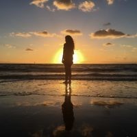Aaron Neubauer entered this sunset photo of his niece, Gaga, at St Kilda Beach.