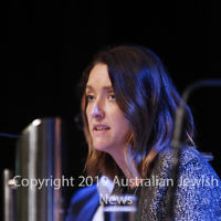 7-4-19. Macnamara electorate debate at Glen Eira Town Hall. Steph Hodgins-May (Greens). Photo: Peter Haskin