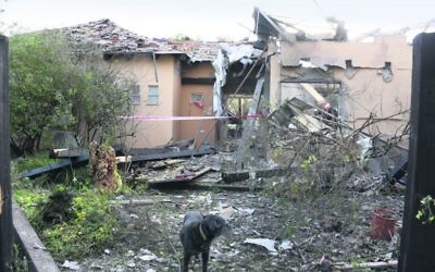 The house in Mishmeret destroyed by a Hamas rocket. Photo: Israel Police
