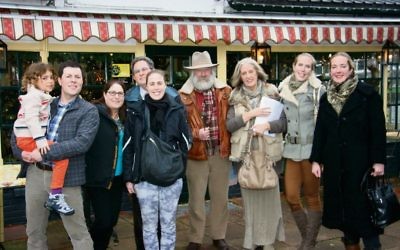 Rebecca Moen (fifth from left) and Martin Moen (fourth from left) at the 2013 gathering of the Moens with descendants of the Dutch rescuers.
