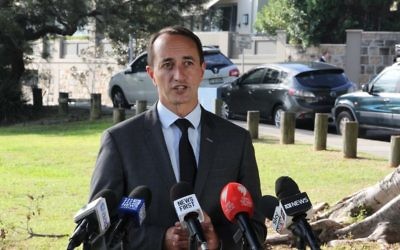 Dave Sharma addressing the media. Photos: Gareth Narunsky