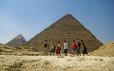 Michael Kimpton and friends in Egypt in August 2008.