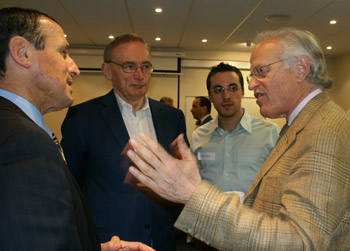 Photo: Former US ambassador to Israel Dr Martin Indyk (right) talks with Vic Alhadeff (left) and former NSW premier Bob Carr.