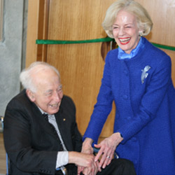 Sir Zelman Cowen with current Governor-General Quentin Bryce in Canberra. Photo: Government House