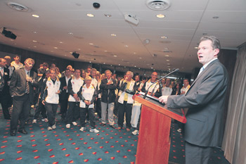 NSW Premier Nathan Rees farewells members of the Australian team travelling to the Maccabiah Games.       