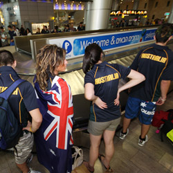 Members of Australian team competing in the Maccabiah Games arrived in Israel on Tuesday. Photo: Peter Haskin