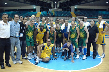 The Australian Masters basketball team at the Maccabiah Games. Photo: Peter Haskin