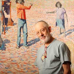 Dr Howard Goldenberg in front of the painting Raft, where he drew the title of his recently released book recounting his experiences working as a relief doctor in Outback Australia.  Photo: Brendan Finn  