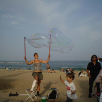 Adiel Ben Meir has fun with giant bubbles in Barcelona, Spain, in May 2009. Photo entered by Eli Grynberg of East St Kilda, Victoria.