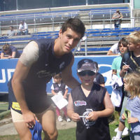 Ari Feldman, 7, of East Bentleigh meets a Carlton footballer at Adventure Park, Geelong, in January 2010. Photo entered by Janet Feldman of East Bentleigh, Victoria.