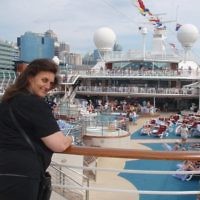 Michelle Sobel on the Dawn Princess as it sails out of Sydney Harbour in November 2009. Photo entered by Michelle Sobel.