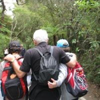 Grandfather hikes with his grandsons in New Zealand in January 2010. Photo entered by Rifka Kaufman.