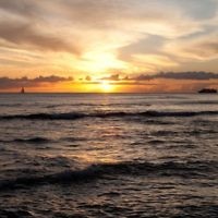 Sunset on Waikiki beach, Hawaii, in February 2009. Photo entered by Mark Zworestine of St Ives, NSW. Sunset on Waikiki beach, Hawaii, in February 2009. Photo entered by Mark Zworestine of St Ives, NSW.