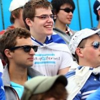 Tennis fans show their support for Israeli star Dudi Sela at the Australian Open on January 19. Photo: Peter Haskin