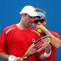 Israel's Jonathan Erlich in action in the men’s doubles at the Australian Open 2010. Photo: Peter Haskin