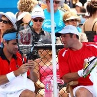 Israel's Jonathan Erlich teamed up with Arnaud Clement in the men’s doubles at the Australian Open 2010. Photo: Peter Haskin