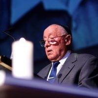 Yom Hashoa Commoration 2010. Robert Blackwood Hall. Buchenwald survivor Jack Unikowski gives his personal testimony. Photo: Peter Haskin