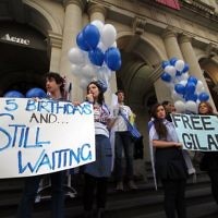 30-8-10. Gilad Shalit. On the occasion of the 5th birthday he has spent in captivity,  Jewish students from Melbourne organised a rally outside the GPO in Melbourtne city.