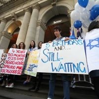 30-8-10. Gilad Shalit. On the occasion of the 5th birthday he has spent in captivity,  Jewish students from Melbourne organised a rally outside the GPO in Melbourtne city.