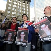 30-8-10. Gilad Shalit. On the occasion of the 5th birthday he has spent in captivity,  Jewish students from Melbourne organised a rally outside the GPO in Melbourtne city.