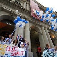30-8-10. Gilad Shalit. On the occasion of the 5th birthday he has spent in captivity,  Jewish students from Melbourne organised a rally outside the GPO in Melbourtne city.