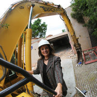 Eva F ischl dons a hard hat as Jewish Care forges ahead. Photo: Ingrid Shakenovsky
