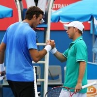 Australian Open 2011. Dudi Sela in first round action against Del Potro. Photo: Peter Haskin