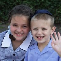 First day of school 2011. Gandel Besen House. Emma and Josh Gunn. Photo: Peter Haskin